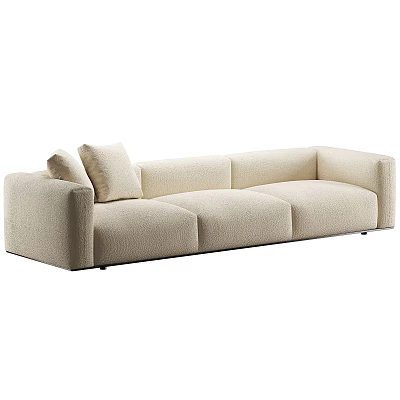 Modern Beige Modular Sofa With Comfortable Cushions For Living Room 3d model
