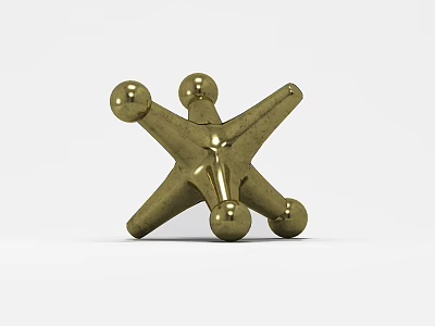 Golden Star Shaped Metallic Decorative Ornament Set for Stylish Home Decor 3d model