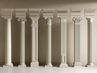 European Roman Column Carved Plaster Line European Line Cylinder 3d model