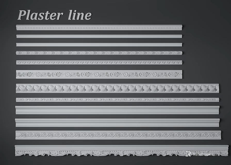 Architectural Decorative Plaster Lines With Various Intricate Patterns For Interior Design 3d model