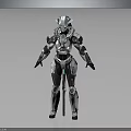 Futuristic Weapon Armor For Sci Fi Warrior With Silver Black Combat Gear Design 3d model