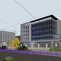 Modern Industrial Park With Glass Facade Buildings Landscaping And Lighting Features