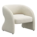 Plush Beige Accent Chair With Curved Armrest And Modern Minimalist Design