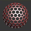 Red Decorative Hollow Sphere With Circular And Hexagonal Holes For Home Living