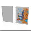 Interior Display of Two Spiral Notebooks One Blank and One With Colorful Rainbow Art