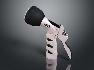 White Black Water Spray Gun With Ergonomic Grip Handle And Multi Hole Nozzle 3d model