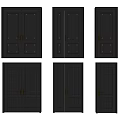 Dark Colored Swing Doors With Various Panel Designs For Interior Use 3d model