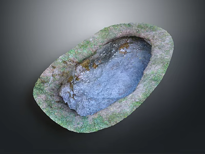 Handmade Wood And Stone Oval Decorative Bowl With Natural Rustic Texture 3d model