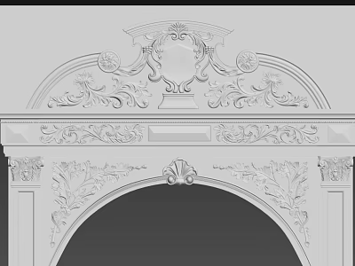 Elegant Carved Architectural Decoration On Archway With Symmetric Shell Ornament Design 3d model