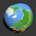 Realistic Globe Model With Blue Ocean Green Continents And Yellow Landmasses