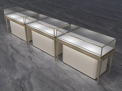 Modern Display Cabinets With Transparent Glass Covers White Bodies And Metal Frames 3d model