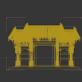 Ancient Chinese Architecture Traditional Gateway With Gray Tiled Roof And Colorful Painted Beams