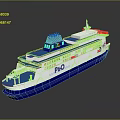 P O Ferry Displaying Blue White Color And Reflection 3d model