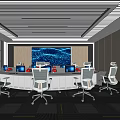 Modern Monitoring Room Command and Control Hall Monitoring Hall Dispatching Command Center Office Desk and Chair 3d model