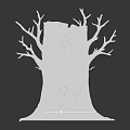 Sci-Fi Scene Featuring Tree Stump Skull And Twisted Branches On Dark Background