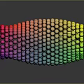 Colorful Twisted Small Cube Structure With Rainbow Gradient Shiny Surface and Black Background Reflection