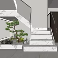 New Chinese style landscape sketch staircase landscape 3d model
