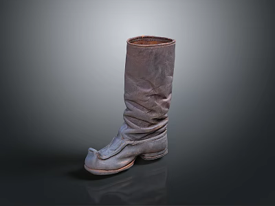 Essential Old Leather High Top Boot For Daily Household Use With Worn Details 3d model