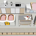 Baby Crib with Soft Mattress Wooden Frame and Side Storage Cabinet