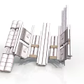 White Modular Structural Equipment With Vertical Horizontal Bars And Stacked Modules