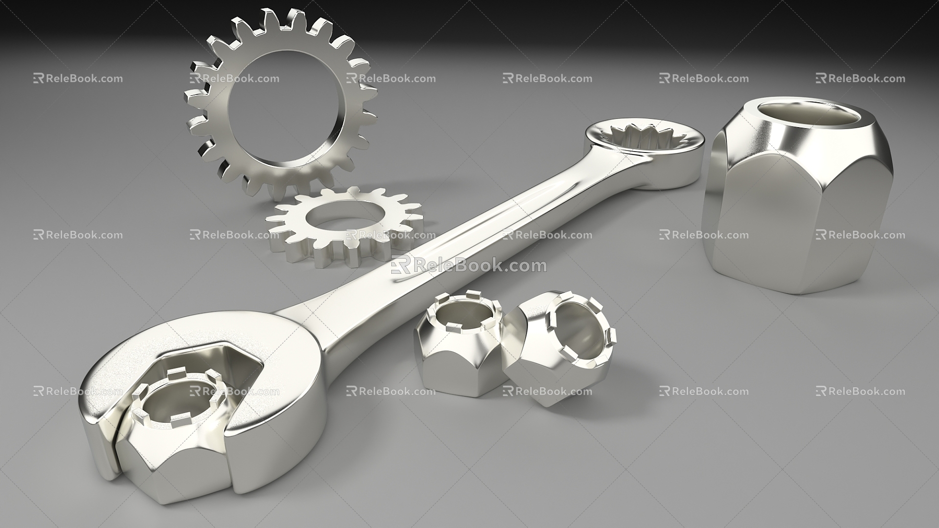 Wrench Gear Nut Metal Tool 3d model