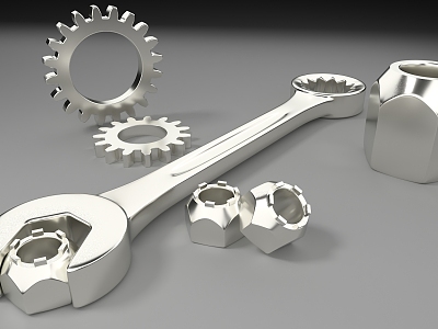 Wrench Gear Nut Metal Tool 3d model