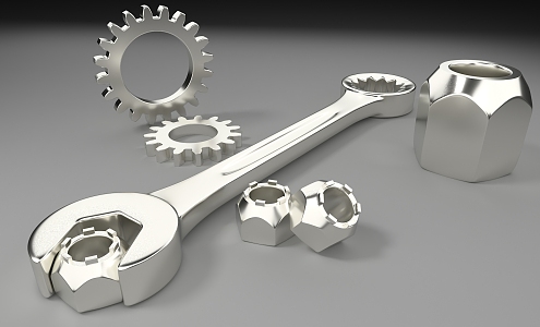 Wrench Gear Nut Metal Tool 3d model