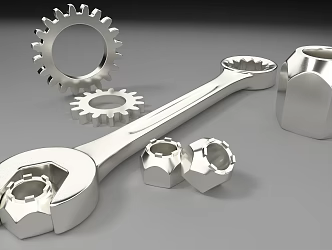 Wrench Gear Nut Metal Tool 3d model