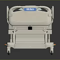 Adjustable Hospital Bed Furniture with Green Mattress White Frame and Wheels