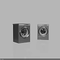 Modern Front Load Washing Machines Black and Silver With Digital Control Panels For Home Laundry