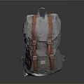 Gray Daily Use Backpack With Orange Straps And Metal Buckles Design