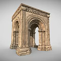Ancient Ornate Stone Architectural Structure With Decorative Arches And Carved Columns