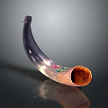 Unique Handcrafted Decorative Horn with Colorful Patterns and Orange Interior