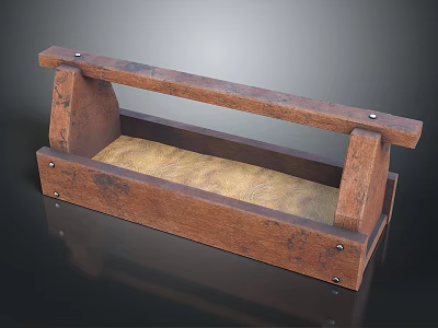 Vintage Wooden Carpentry Tool With Supporting Planks And Padded Groove Interior 3d model