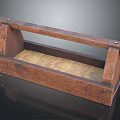 Vintage Wooden Carpentry Tool With Supporting Planks And Padded Groove Interior