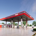 PetroChina Gas Station With Red Canopy Fuel Dispensers And Convenience Store