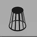 Black Conical Stool With Vertical Slats And Round Base On White Background 3d model