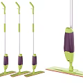 Household Cleaning Mops With Green Pole Purple Handle And Flat Design For Floor Cleaning