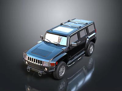 Deep Blue Off Road SUV With Sturdy Exterior And Roof Rack Design 3d model