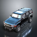 Deep Blue Off Road SUV With Sturdy Exterior And Roof Rack Design