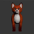 Red Fox Stuffed Toy With White Chest Standing On Dark Background With Reflection 3d model