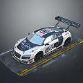 Audi 88 Race Car With Rear Wing And Sponsor Logos On Track