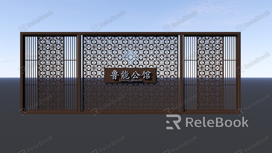 New Chinese-style aluminum alloy screen grille hollow partition model