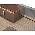Modern Office Desk With Wooden Top And Metal Frame Drawers Compartments