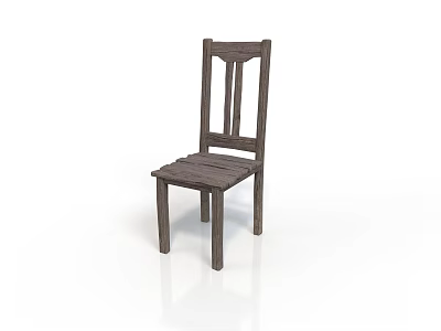 Rustic Wooden Chair With Vertical Slat Backrest For Home Furniture Decor 3d model