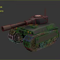 3D Rendered Rusty Tank With Cannon Tracks And Red Lights