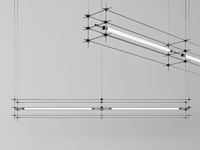 Modern Geometric Linear Metal Suspended Chandelier Lighting for Interior Spaces 3d model