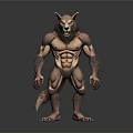 Muscular Werewolf Character With Wolf Head Humanoid Body And Furry Texture