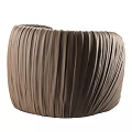 Brown Single Sofa with Pleated Design and Rounded Armrests for Modern Living Room
