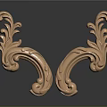 Golden Ornate Decorative Brackets With Intricate Floral Scroll And Leaf Patterns 3d model